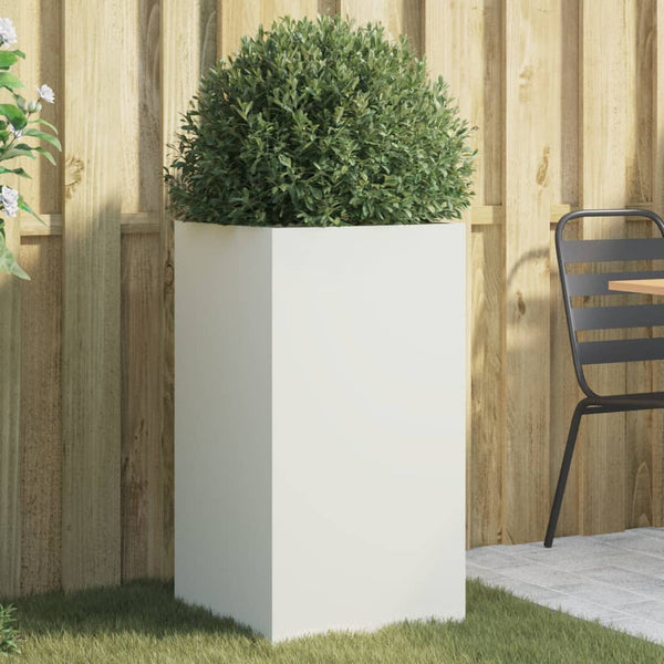 Weißer Blumenkasten Eusebie 42x38x75cm (kaltgewalzter Stahl)