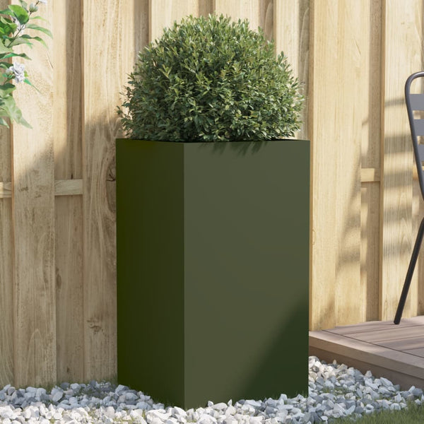 Blumenkasten olivegrün Eusebie 42x38x75cm (kaltgewalzter Stahl)