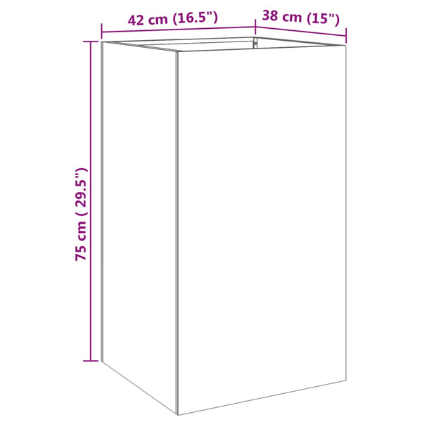 Silberner Blumenkasten Eusebie 42x38x75cm (Edelstahl)