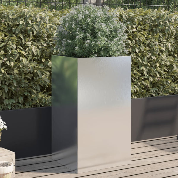 Silberner Blumenkasten Eusebie 42x38x75cm (Edelstahl)