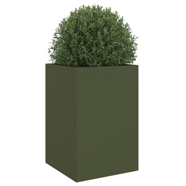 Olivenfarbener Blumenkasten Eusebie 52x48x75cm (kaltgewalzter Stahl)