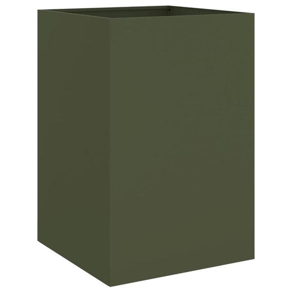 Olivenfarbener Blumenkasten Eusebie 52x48x75cm (kaltgewalzter Stahl)