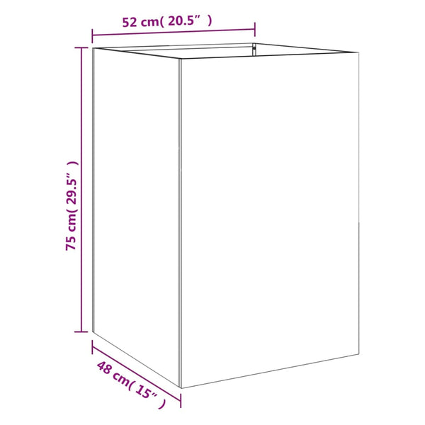 Olivenfarbener Blumenkasten Eusebie 52x48x75cm (kaltgewalzter Stahl)