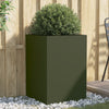 Olivenfarbener Blumenkasten Eusebie 52x48x75cm (kaltgewalzter Stahl)
