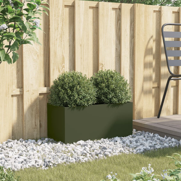 Blumenkasten olivegrün Eusebie 62x30x29cm (kaltgewalzter Stahl)