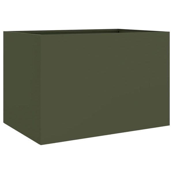 Olivgrüner Blumenkasten Eusebie 62x40x39cm (kaltgewalzter Stahl)