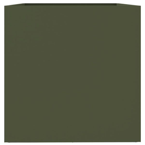 Olivgrüner Blumenkasten Eusebie 62x40x39cm (kaltgewalzter Stahl)