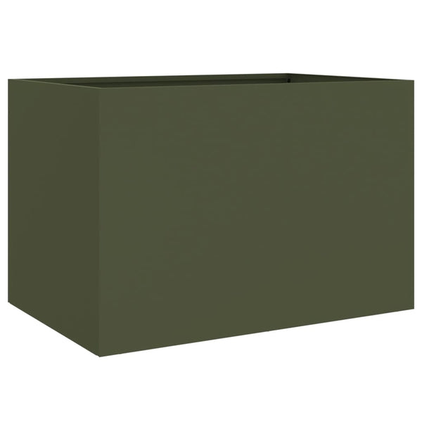 Olivgrüner Blumenkasten Eusebie 62x40x39cm (kaltgewalzter Stahl)
