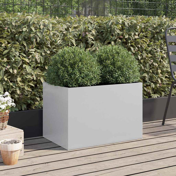 Silberner Blumenkasten Eusebie 62x40x39cm (verzinkter Stahl)