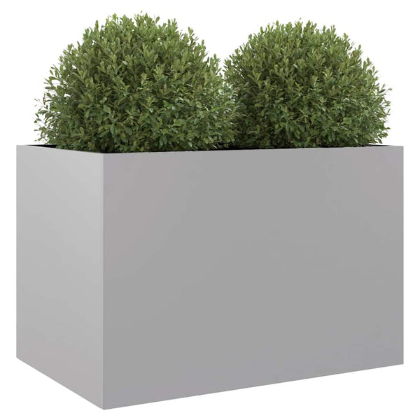 Silberner Blumenkasten Eusebie 62x40x39cm (verzinkter Stahl)