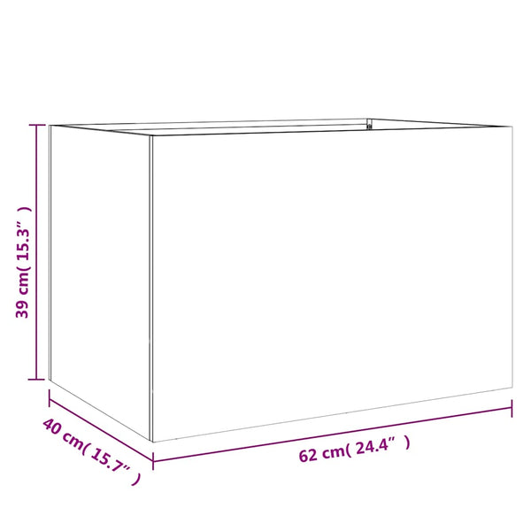 Silberner Blumenkasten Eusebie 62x40x39cm (verzinkter Stahl)