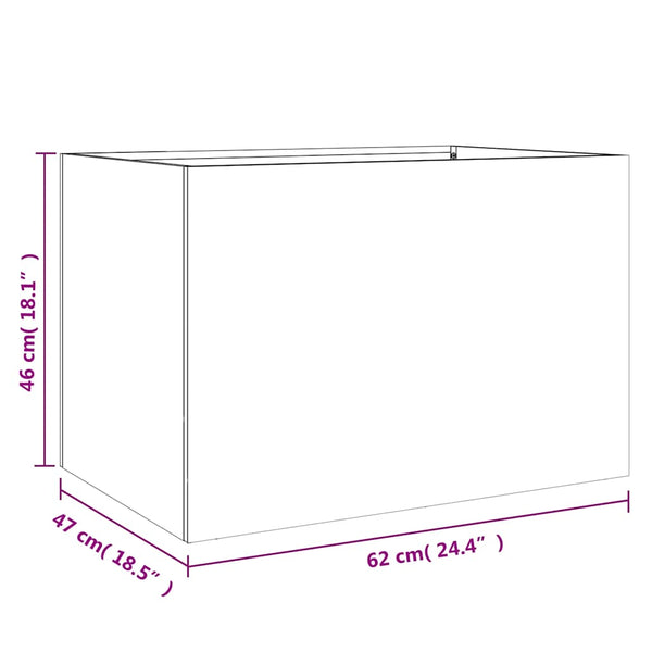 Silberner Blumenkasten Eusebie 62x47x46cm (verzinkter Stahl)