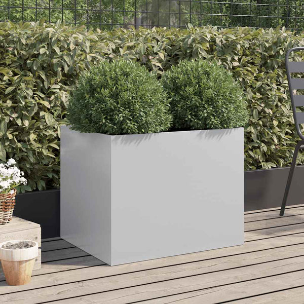 Silberner Blumenkasten Eusebie 62x47x46cm (verzinkter Stahl)