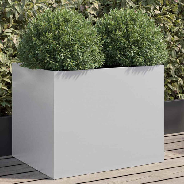 Silberner Blumenkasten Eusebie 62x47x46cm (verzinkter Stahl)