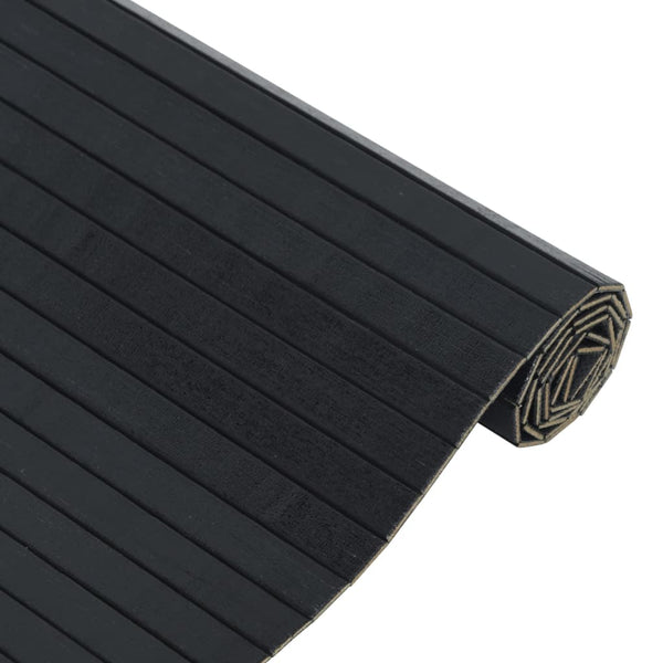 Schwarzer Teppich, rechteckig, Tatian, 100x500cm (Bambus)