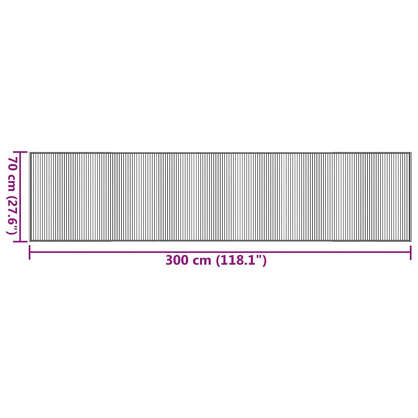 Schwarzer rechteckiger Teppich Gemaladin 70x300cm (Bambus)