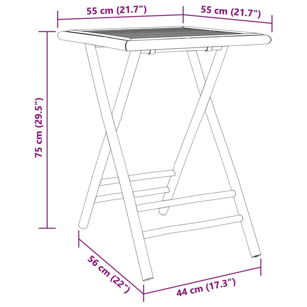 Klappbarer Gartentisch Vorela 55x55x75cm (Bambus)