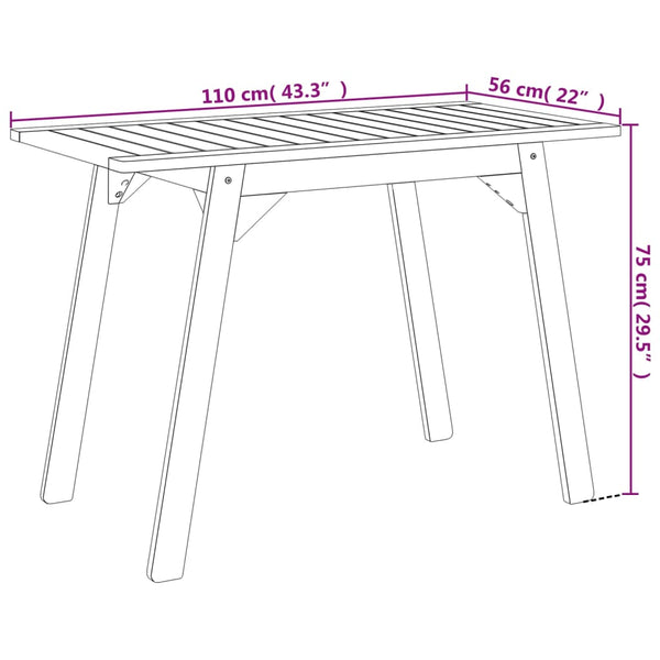 Ulkoruokapöytä Dulia 110x56x75cm (akasiapuu)