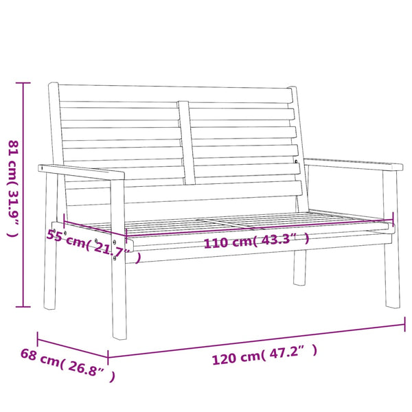 Puutarhan sohvapenkki Zeli 120cm (akasiapuu)