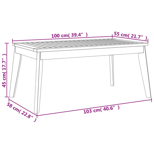 Outdoor-Esstisch Zeli 100x55x45cm (Akazienholz)