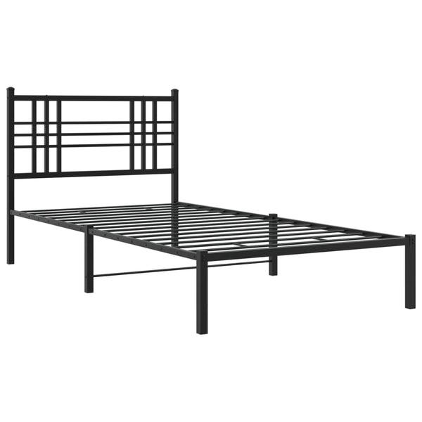 Schwarzes Metallbettgestell mit Kopfteil Pag 90x200cm