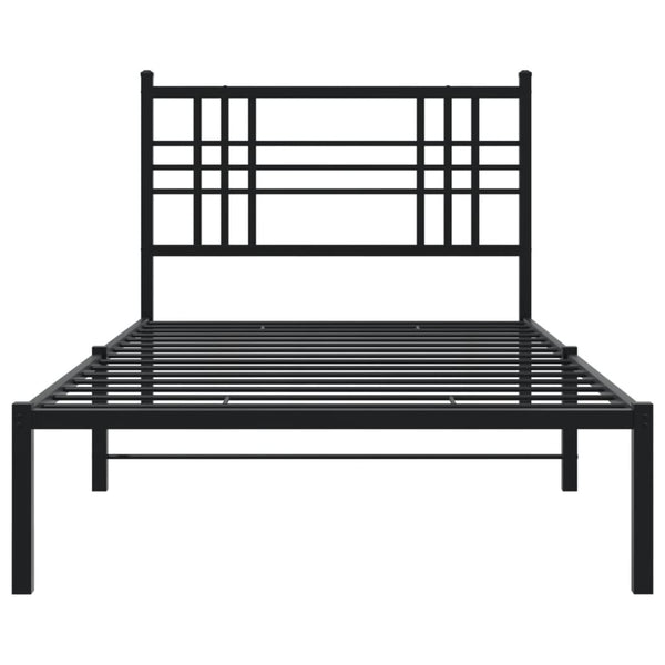 Schwarzes Metallbettgestell mit Kopfteil Pag 90x200cm