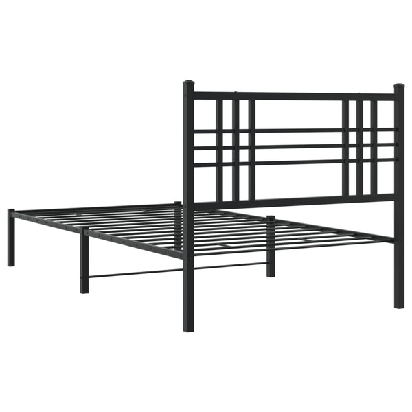 Schwarzes Metallbettgestell mit Kopfteil Pag 90x200cm