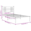 Schwarzes Metallbettgestell mit Kopfteil Pag 90x200cm