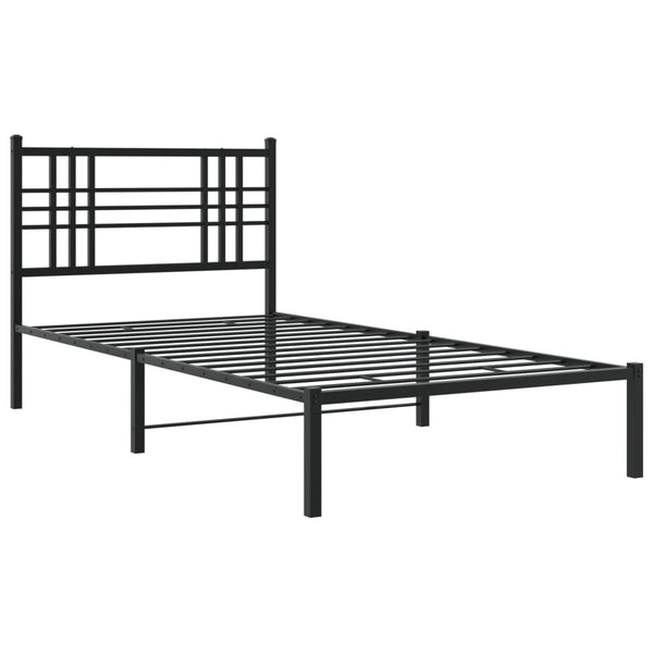 Schwarzer Metall-Bettrahmen mit Kopfteil Pag 100x190cm
