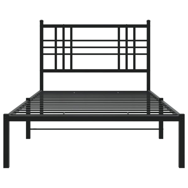 Schwarzer Metall-Bettrahmen mit Kopfteil Pag 100x190cm