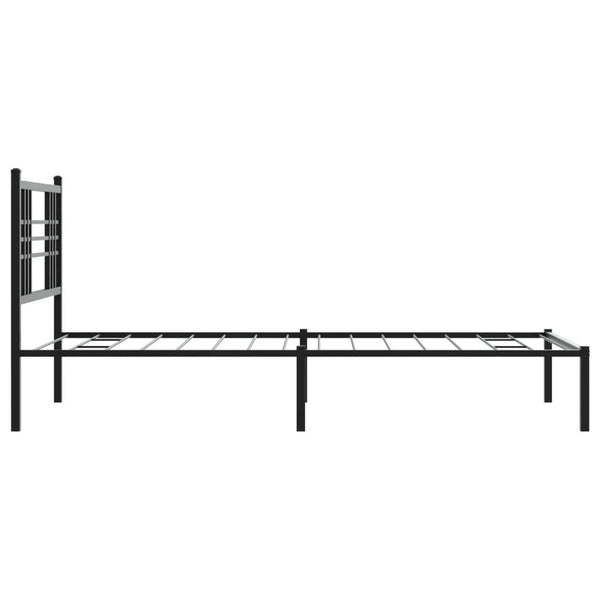 Schwarzer Metall-Bettrahmen mit Kopfteil Pag 100x190cm