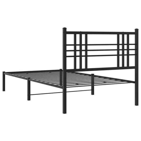 Schwarzer Metall-Bettrahmen mit Kopfteil Pag 100x190cm