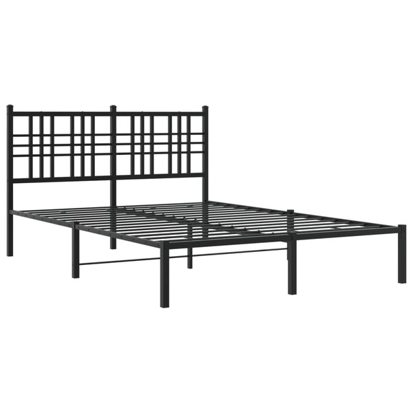 Schwarzes Metallbettgestell mit Kopfteil Pag 120x190cm