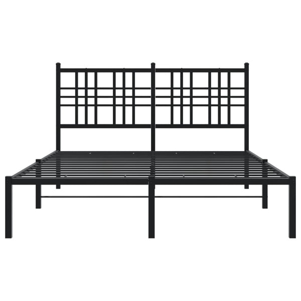 Schwarzes Metallbettgestell mit Kopfteil Pag 135x190cm