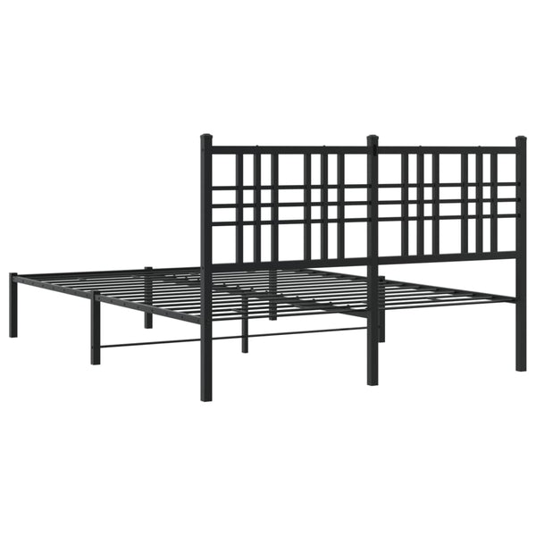 Schwarzes Metallbettgestell mit Kopfteil Pag 135x190cm