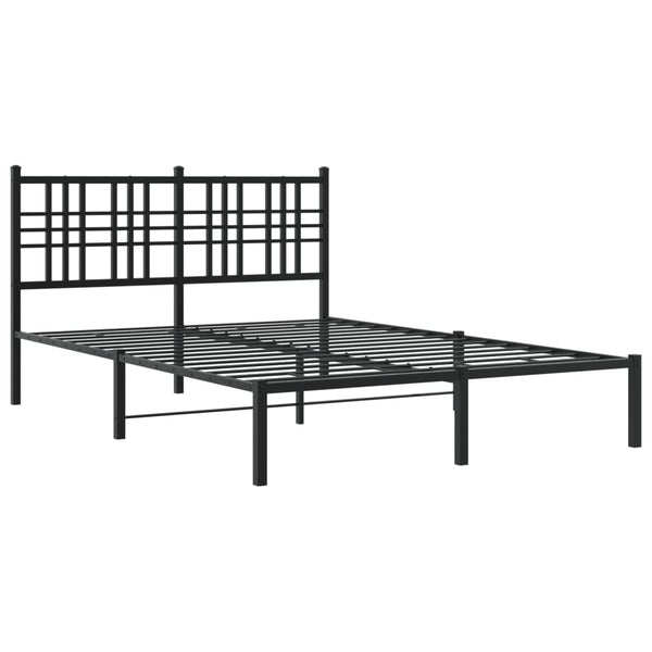 Schwarzes Metallbettgestell mit Kopfteil Pag 140x190cm