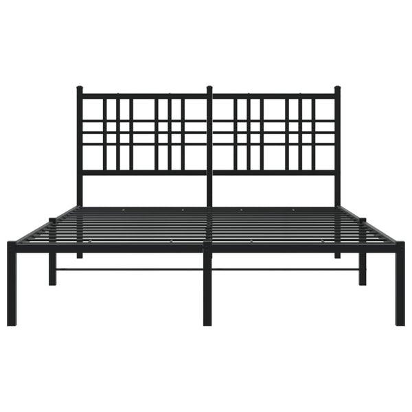 Schwarzes Metallbettgestell mit Kopfteil Pag 140x190cm