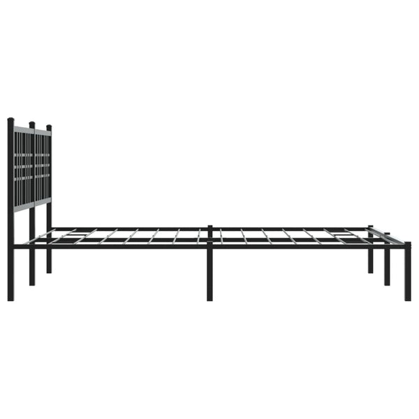 Schwarzes Metallbettgestell mit Kopfteil Pag 140x190cm