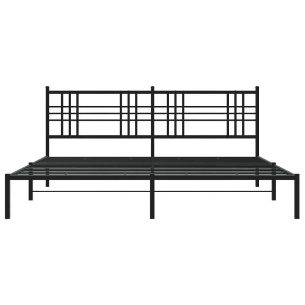 Schwarzes Metallbettgestell mit Kopfteil Pag 193x203cm