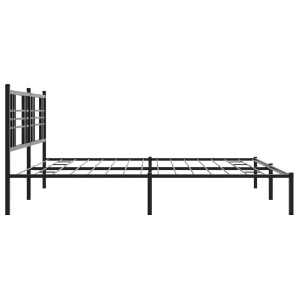Schwarzes Metallbettgestell mit Kopfteil Pag 193x203cm