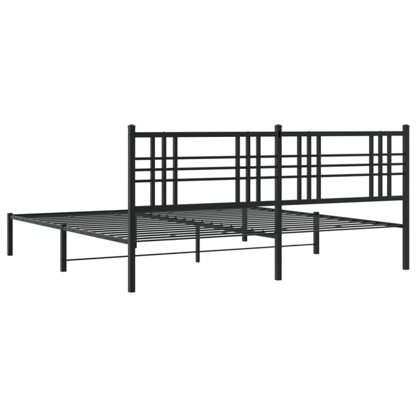 Schwarzes Metallbettgestell mit Kopfteil Pag 193x203cm