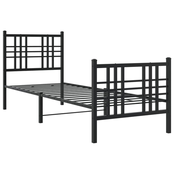 Schwarzes Metallbettgestell mit Kopf- und Fußteil Pag 75x190cm