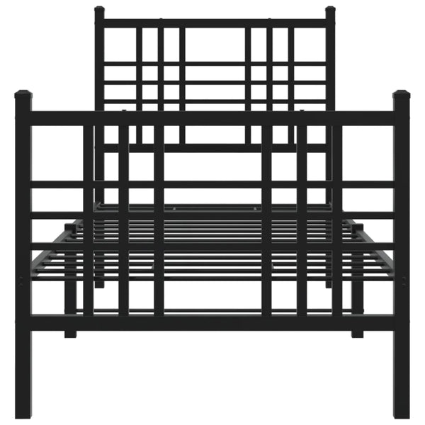 Schwarzes Metallbettgestell mit Kopf- und Fußteil Pag 75x190cm