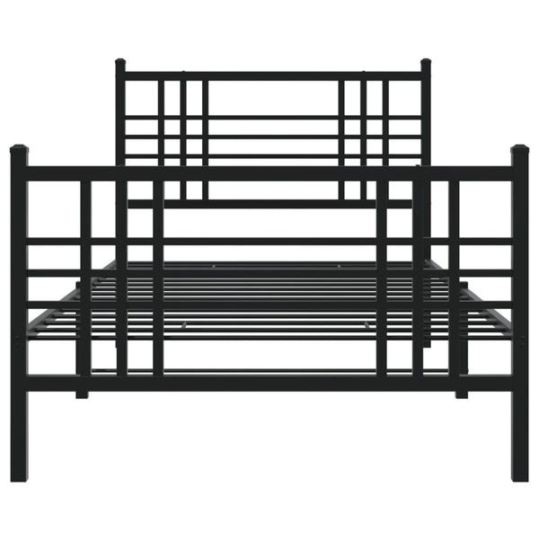Schwarzes Metallbettgestell mit Kopf- und Fußteil Pag 100x190cm