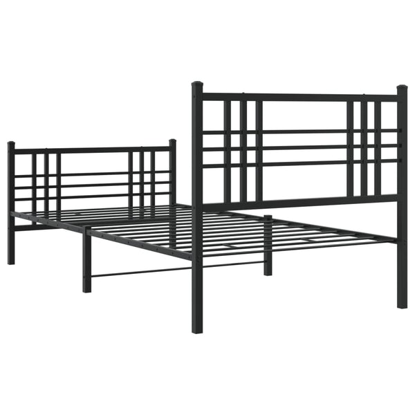 Bettgestell Pag aus schwarzem Metall mit Kopfteil und Fußteil, 107x203cm