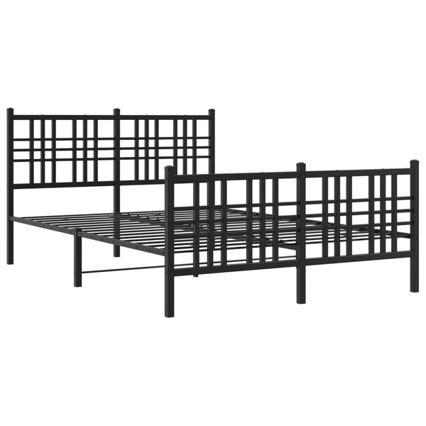Schwarzer Metallbettrahmen mit Kopfteil Pag 137x190cm