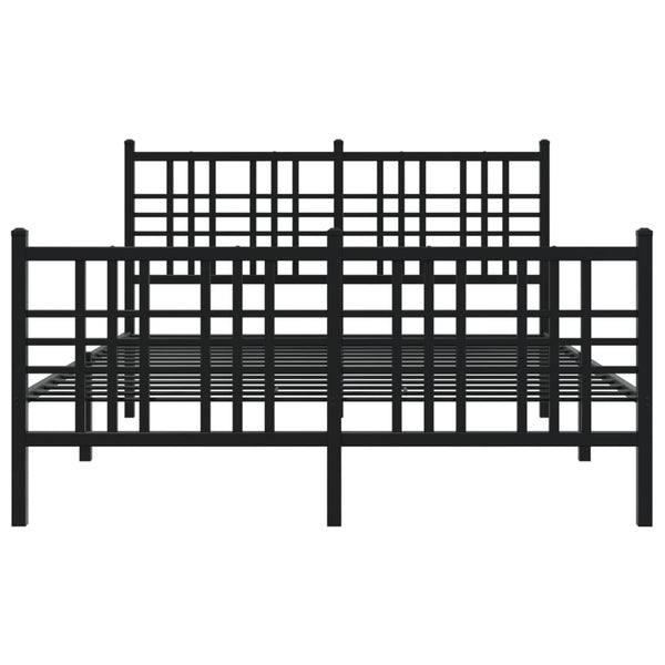 Schwarzer Metallbettrahmen mit Kopfteil Pag 137x190cm