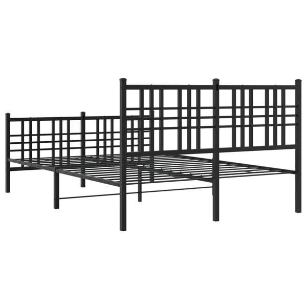 Schwarzer Metallbettrahmen mit Kopfteil Pag 137x190cm