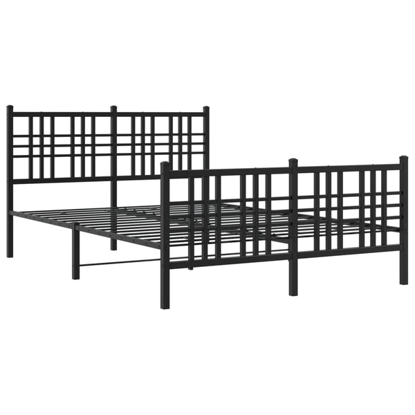 Schwarzes Metallbettgestell mit Kopfteil Pag 140x190cm