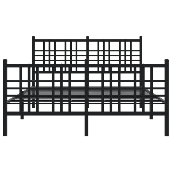 Schwarzes Metallbettgestell mit Kopfteil Pag 140x190cm